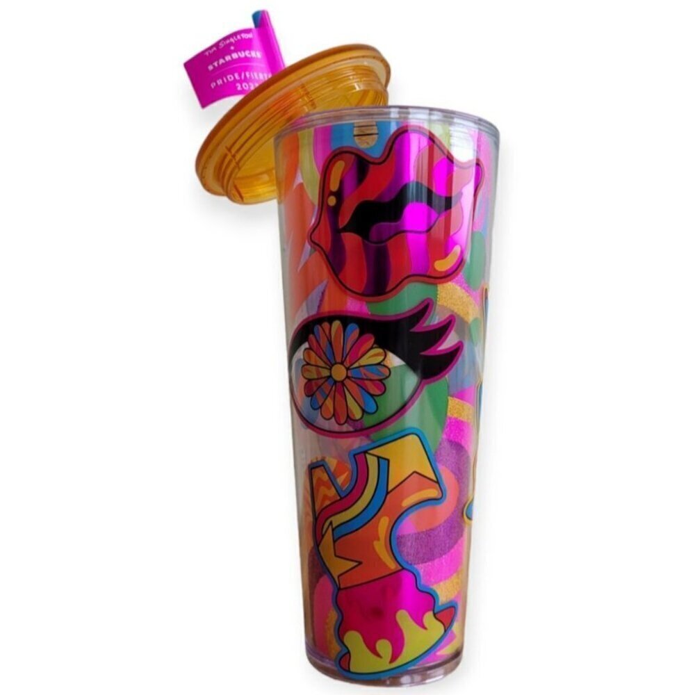 Starbucks Pride 2023 Tim Singleton Glitter Cold Cup Venti 24oz NWT Collectible